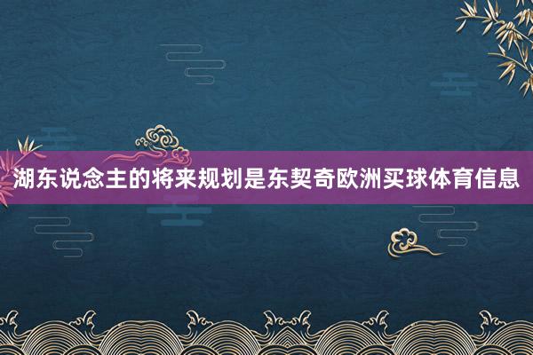 湖东说念主的将来规划是东契奇欧洲买球体育信息